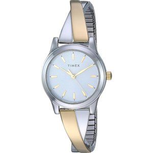 Timex Women's Stretch Bangle Crisscross 25mm Silver-Tone Expansion Band Watch